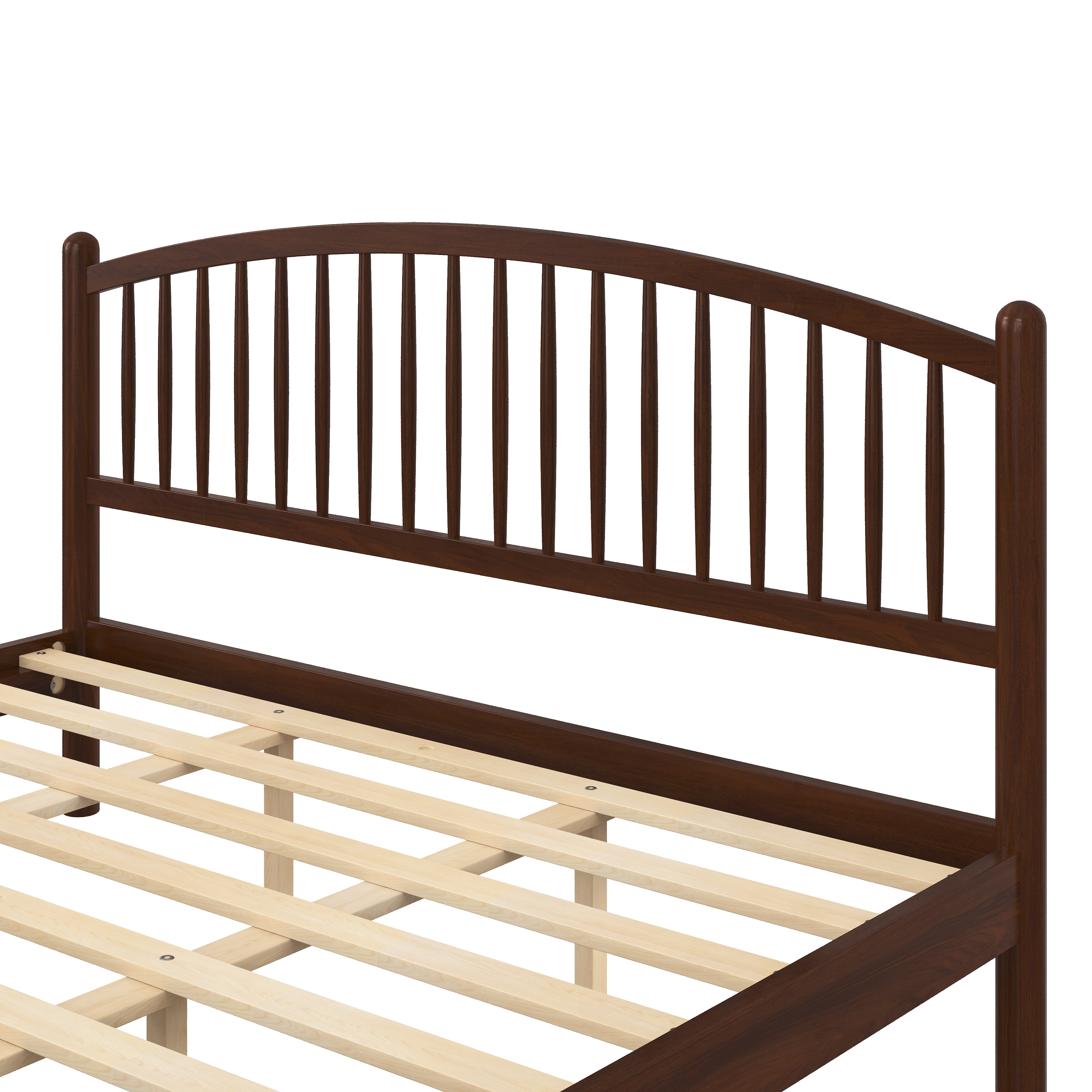 Euroco King Size Wood Platform Bed with Arched Headboard, No Box Spring Needed, Espresso