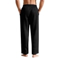 thumbnail image 7 of LWavelet Mens Lightweight Linen Lounge Pants Elastic Waist Drawstring Sleep Pants Black XL, 7 of 7