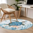 thumbnail image 5 of Teal Sea Round Living Room Rugs 3.3 ft, Turtle Coral Starfish Underwater Marine Life Coastal Washable Area Rug with Non-Slip Sturdy Edge Binding Round Front Door Mat Floor Carpet for Entryway, 5 of 9