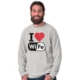 thumbnail image 4 of Love Wife Wi-Fi Funny Husband Married Men's Big & Tall Long Sleeve Graphic Tee Brisco Brands 2X, 4 of 5