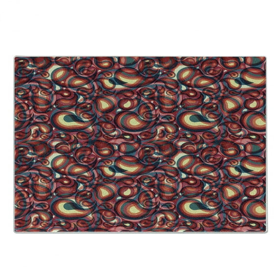 Paisley Cutting Board, Modern Paisley Pattern with in a Funky Inspired Graphic Design Print, Decorative Tempered Glass Cutting and Serving Board, Small Size, Multicolor, by Ambesonne