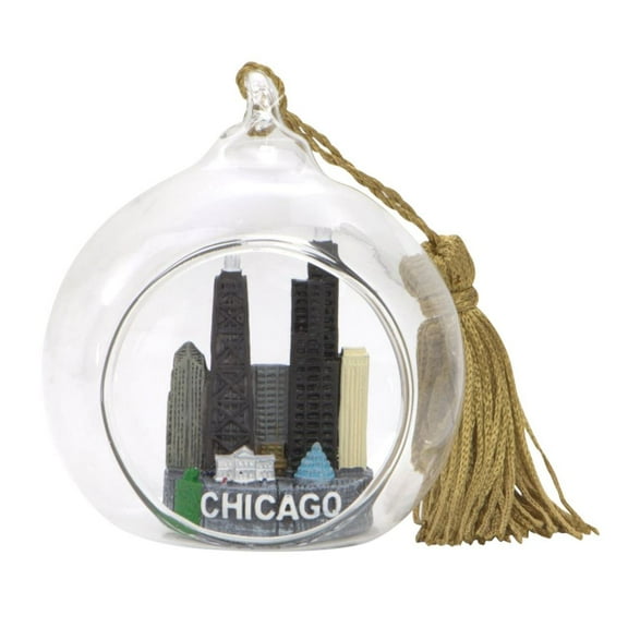 Mini Skyline Chicago Christmas Ornament Open Glass Ball