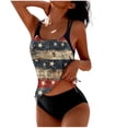 thumbnail image 3 of 250 Anniversary USA Womens Tankini Swimsuits Colorful America Flag Printed Swimwear Two Piece Tummy Control Bathing Suit Beach Blouson Top with Shorts Modest Bathing Suit 2026 Khaki M, 3 of 6