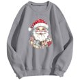 thumbnail image 4 of larppty Santa Print Tops for Women Sweatshirts Funny Family Matching Christmas Shirt Long Sleeve Pullover (Grey, XL), 4 of 5
