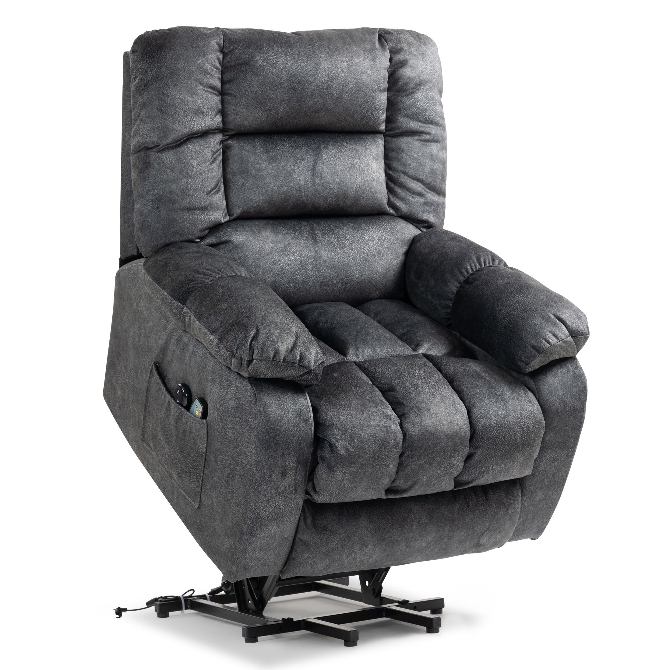 PAPROOS Recliner Chair, Electric Power Lift Recliner with Heat Therapy and Massage Function, Large Size Lift Chair with Remote and Side Pocket, Oversized Power Reclining Sofa, Gray Blue