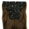 thumbnail image 3 of SHCKE 4Pcs 200g Clip in Hair Extensions Thickened 18 Inch Clip Hair Extension Synthetic Fiber Hairpieces for Women Light Chestnut Brown, 3 of 5