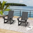 thumbnail image 2 of Costaelm Palms Outdoor HDPE Plastic Adirondack Rocking Chair (Set of 2), Gray, 2 of 7