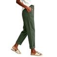 thumbnail image 5 of Hueook Womens Golf Pants Lounge Work S High Waisted Straight Leg Cotton and Linen Pants with Flared Casual Point Pocket Pants Army Green XL, 5 of 8