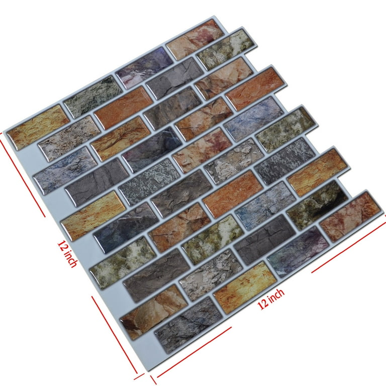 Art3d Amber Mix 12 in. x 12 in. Peel and Stick Wall Tile Backsplash (10-Pack) Art3d Amber Mix 12 in. x 12 in. Peel and Stick Wall Tile Backsplash (10-Pack)