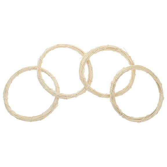 Worgeous 4pcs Rattan Wreath Diy Crafts Wicker Wreaths Diy Wreaths Ring Flower Wreath Frame For Door Hanging Wall Window Holiday Festival Wedding Decoration