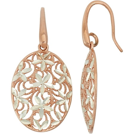 Giuliano Mameli Rose Gold- and Rhodium-Plated Sterling Silver Oval Earrings with Flowers