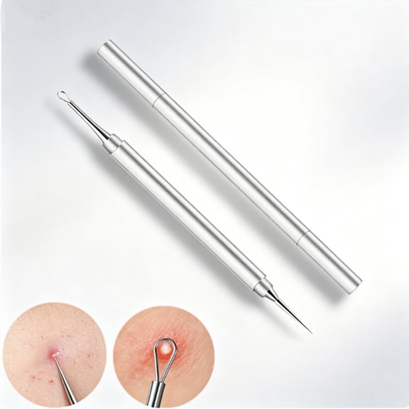 2-in-1 Professional Stainless Steel Acne Removal Needle, Whitehead & Blackhead Remover Tool, Pimples Comedone Extractor Removal Tool, Double Ended Needle with Cap Removal for Nose Face Tools