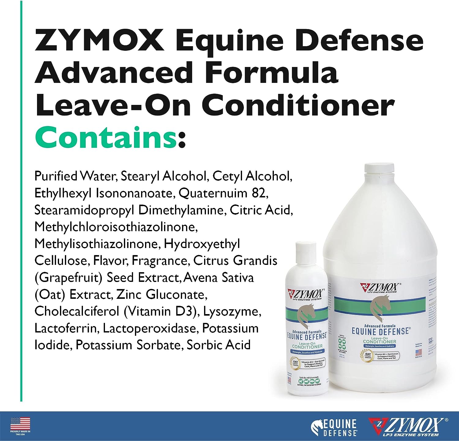 Zymox Equine Defense Advanced Formula Leave-on Conditioner, 1 gal. for Horse Coat Care