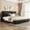 Black, variant on Euroco Velvet Upholstered King Size Platform Bed with Wingback Headboard and Pillows, White