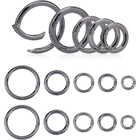 1 box 20pcs 5 style Alloy Spring Gate Ring O Rings Gunmetal 20x3.5mm Alloy