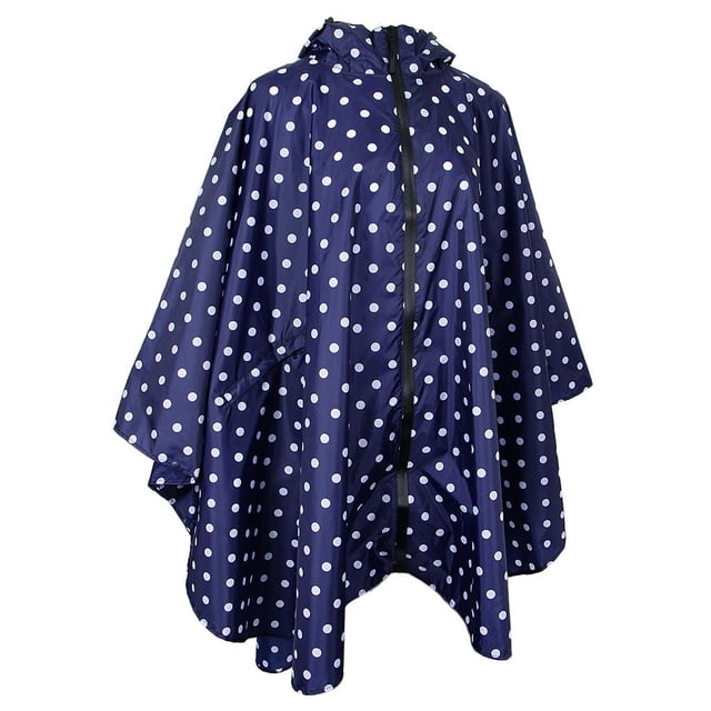 Poncho impermeable ligero y portátil para exteriores para mujer - Punto azul, como