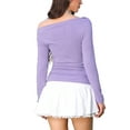 thumbnail image 3 of Off Shoulder Long Sleeve Tops for Women's Casual Ruched Shirts Blouses XS Purple, 3 of 6