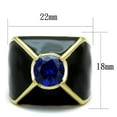 thumbnail image 2 of Mens Ring Blue Gold Black Round Cut Pyramid Stainless Steel Ring with AAA Grade CZ in London Blue, 2 of 7