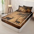 thumbnail image 2 of Castle Fairy Rustic Wood Plank Deer Zipper Twin Comforter Sets with Fitted Sheet and 2 Pillowcases for Boys,Fall Jungle Animal Zipper Bedding Set,Sepia Brown Black,Black Reversible,4-Piece, 2 of 6