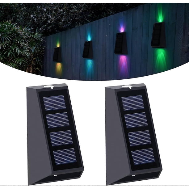 Solar wall light Outdoor fence light LED waterproof solar stair light Up and down 7 colour changing outdoor patio
