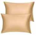 thumbnail image 2 of PiccoCasa Soft Silky Satin Pillowcases Zipper Set of 2, Gold King(21"x37"), 2 of 6