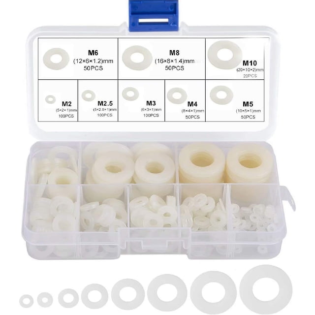 Kit d'Assortiment Professionnel, Rondelles Plates en Nylon Résistant à l'Usure, Résistant à l'Humidité pour Distribution de Charge par Fixation et Prévention des Shorts Électriques dans les Appareils Commerciaux et Ménagers