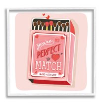 Stupell My Perfect Match Fun Romance Holiday Painting White Framed Art Print Wall Art
