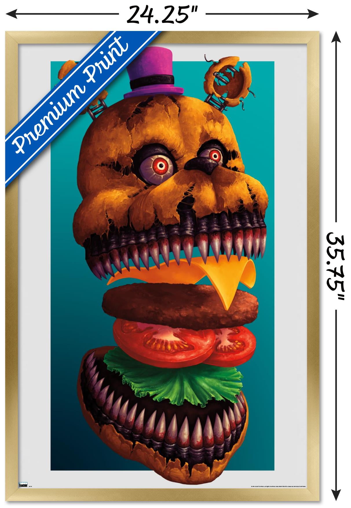 Five Nights at Freddy's - Burgers Wall Poster, 22.375" x 34" Framed