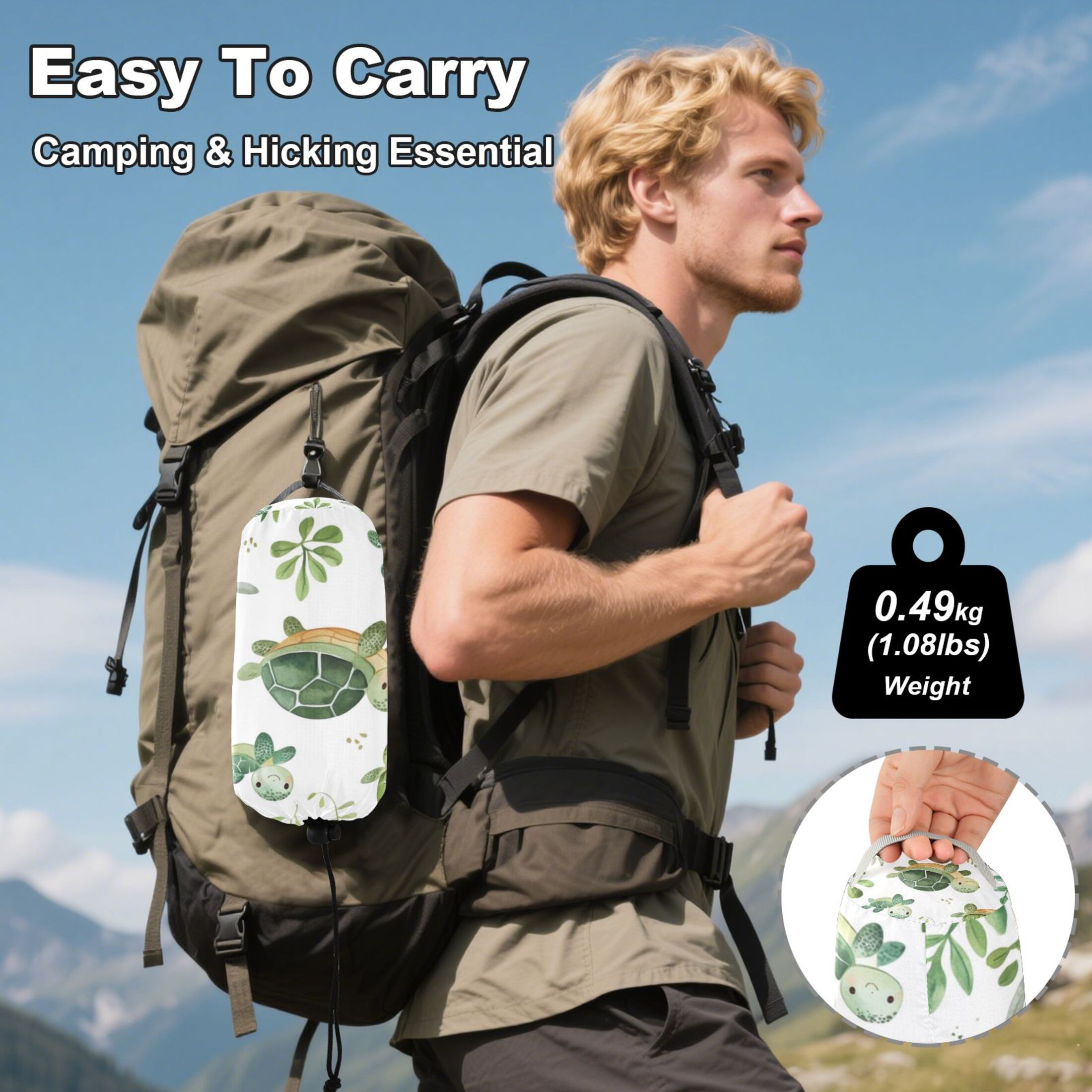 Hammock Camping Hammock Nylon Portable Hammock Travel Camping Hammock Green Cartoon Turtle