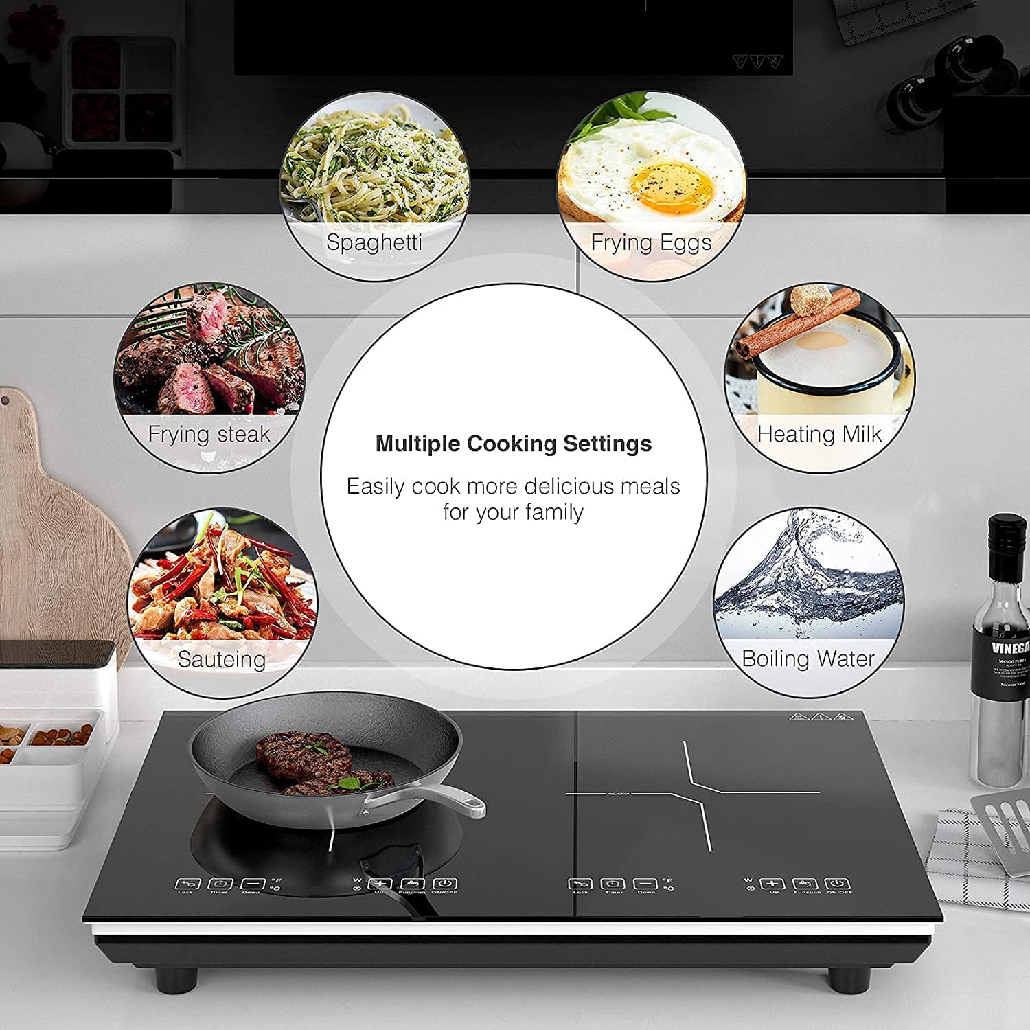 DUXTOP duxtop-E200A Duxtop Portable Induction Cooktop, High End Full Glass Induction  Burner with Sensor Touch, 1800W Countertop Burner with Stainles