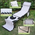 thumbnail image 6 of VEIKOUS Outdoor Lounger, 5-Position Adjustable Patio Lounge Chair with Face Hole, Pillow, Pocket, Cream White, 6 of 10