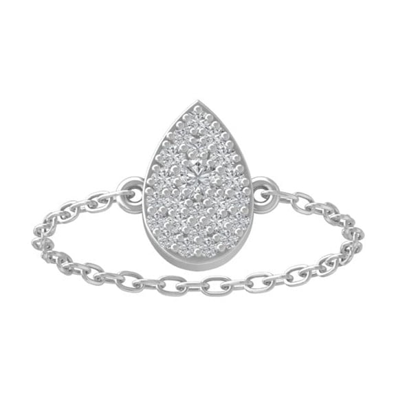 ARAIYA FINE JEWELRY 10K White Gold Diamond Pear Chain Ring (1/6 cttw, I-J Color, I2-I3 Clarity) Size 9