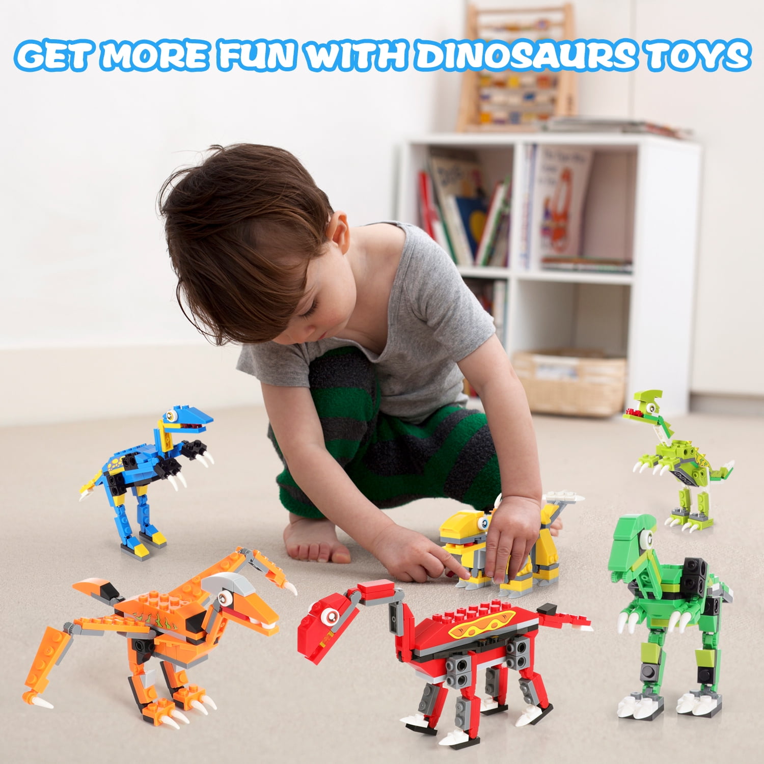 DIY Dinosaur Children Building Blocks Educational Toys Bricks Kids Birthday Gift 