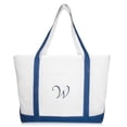 thumbnail image 2 of DALIX Quality Canvas Tote Bags Large Beach Bags Navy Blue Monogrammed W, 2 of 8