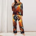 thumbnail image 2 of Lsque Cartoon Puppy Sunset Pattern Long Sleeve Pajama Set for Women - Soft 2-Piece Sleepwear and Loungewear Set with Pockets, Comfy Nightwear-XX-Large, 2 of 7