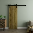 thumbnail image 2 of Modern Barn Door 30 x 84 in - LUNO 1003 Antique Oak - 6.6FT Rail Track Heavy Hardware Set - Solid Panel Interior Doors, 2 of 5