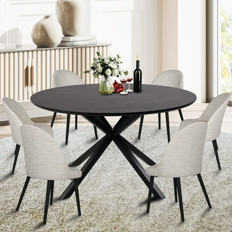 Round black dining table for 6 discount