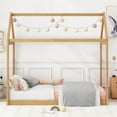 thumbnail image 3 of Bellemave Twin Floor Bed, Wood Montessori House Bed with Rails, Twin Size Bed Frame with Roof, No Box Spring Needed (Natural), 3 of 8