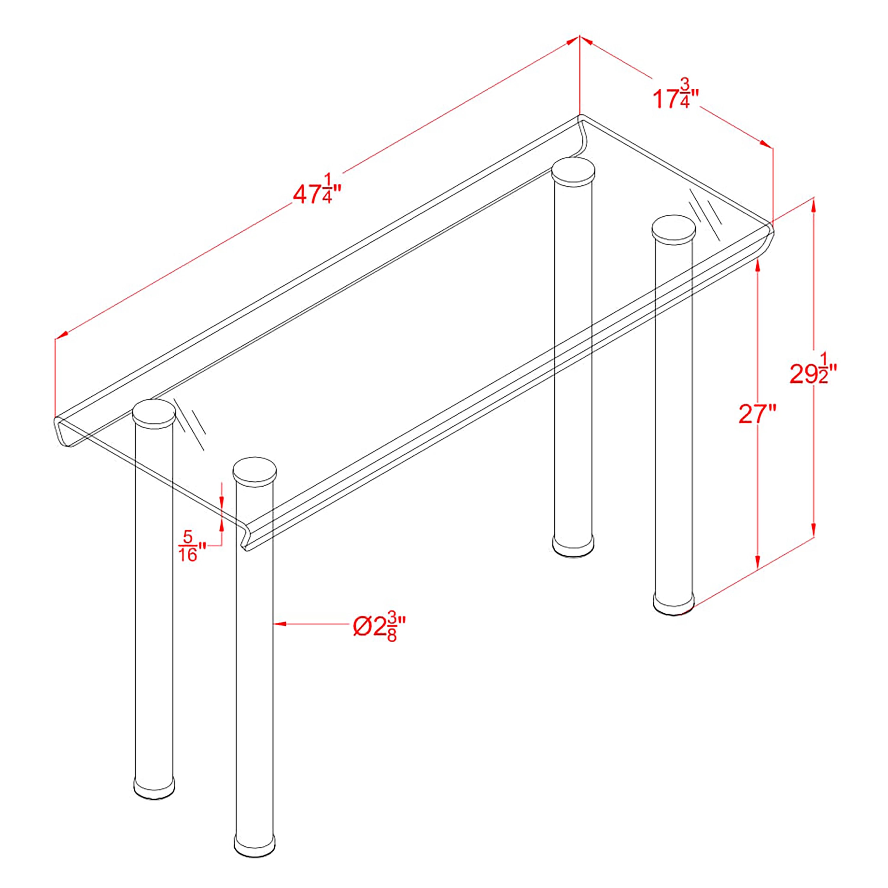 Furniture of America Ramey Glass Top Sofa Table, Champagne