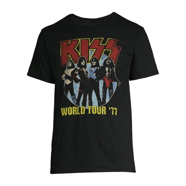 Men's Vintage KISS "World '77" Band Short Sleeve Graphic Tee - Walmart.com