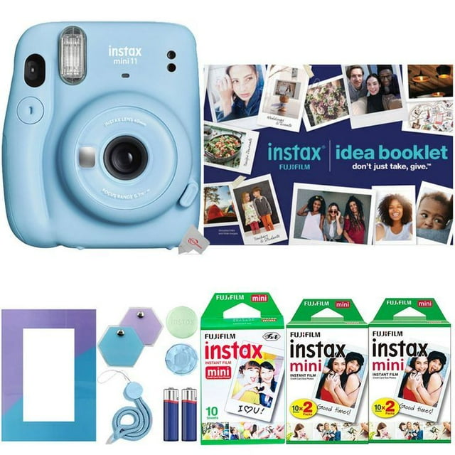 FUJIFILM INSTAX Mini 11 Instant Film Camera Bundle (Sky Blue) + 2x Fujifilm 2x10 Film Mini Instax Film Pack