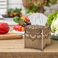 thumbnail image 4 of Psesaysky Waterproof Tissue Box Cover Square, Brown Boho Mandala PU Leather Tissue Box Holders, Fashion Facial Paper Organizer Dispenser for Bathroom, Car, Office, 4 of 6