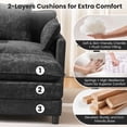 thumbnail image 2 of Accent Chair with Ottoman, Legahome 40"Wide Oversized Chenille Upholstered Lounge Chair, Comfy Reading Armchair with 3 Pillows, Barrel Chair Reading Chair for Living Room Bedroom, Black, 2 of 8