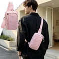 thumbnail image 1 of Bolso cruzado de nailon para mujer con correa ajustable, riñonera ligera para viajes al aire libre y uso diario, negro, azul, rosa, blanco, 1 of 6