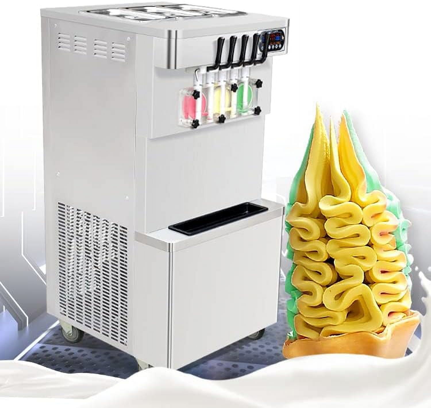 Kolice ETL Commercial 3 2 Mixed Flavors Gelato Soft Serve Ice Cream Machine Upper Tanks Refrigerated Walmart