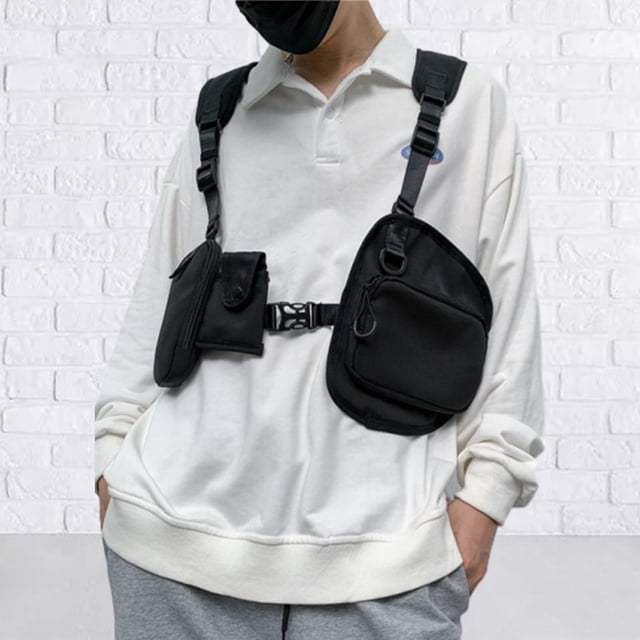 Bolsa de pecho para deportes al aire libre, bolsa de pecho, soporte ligero para teléfono, chaleco con bolsillos para hombres, correr de noche, correr,