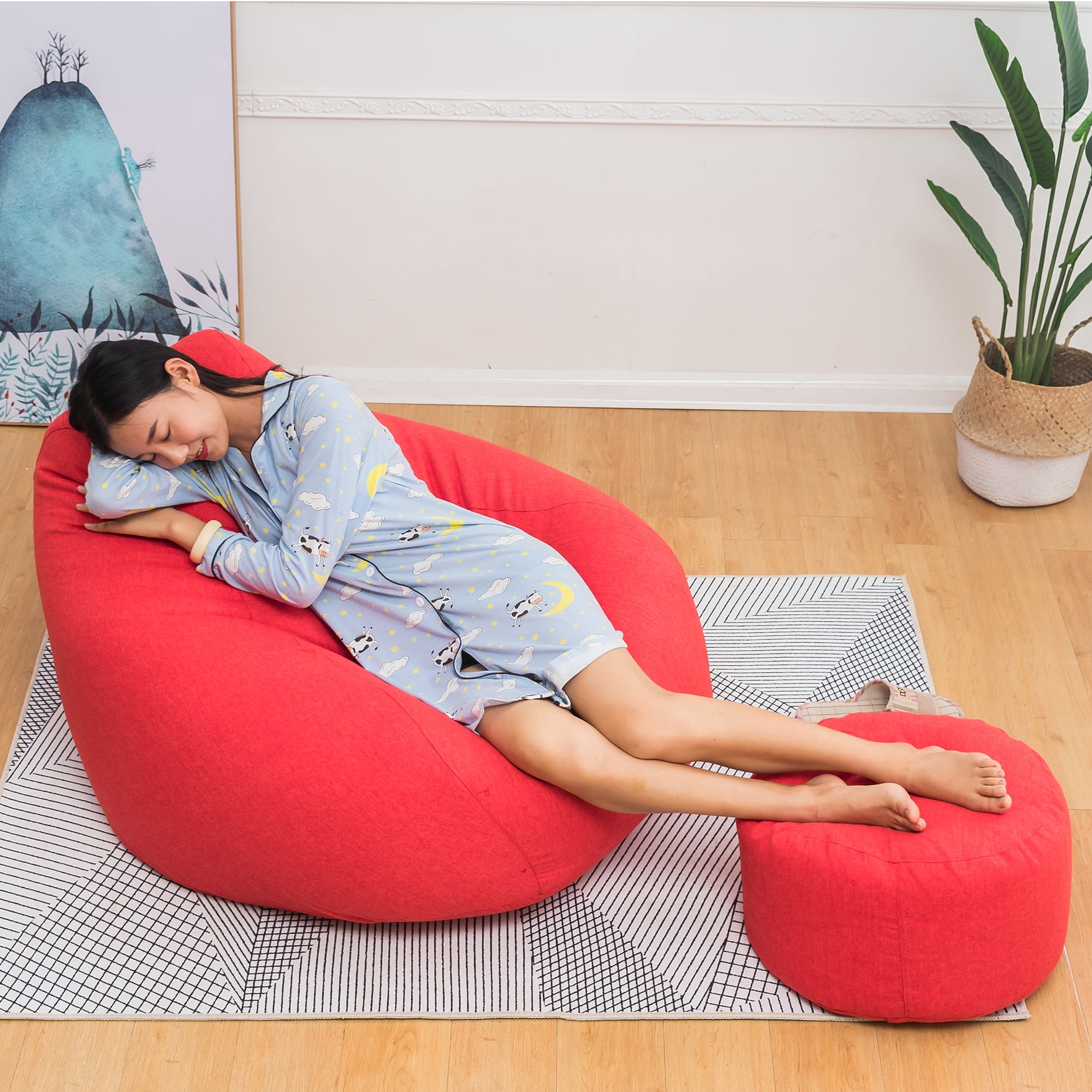 Bean Bag Chair Cover (No Filler) for Kids and Adults Extra Large Beanbag Stuffed Animal Storage Soft As Gaming Chair or Study Spot