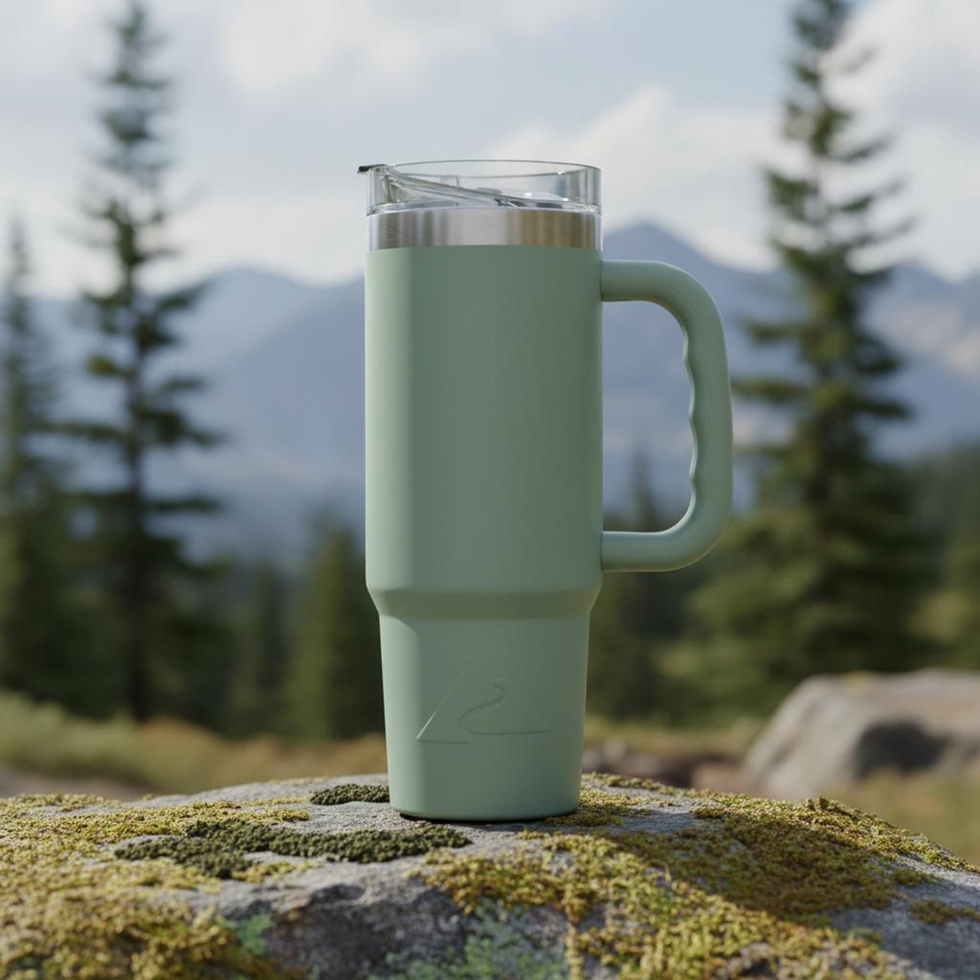 Ozark Trail 30 oz Insulated Stainless Steel Travel Tumbler with Handle and Flip Straw Lid, Sage Green