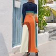 thumbnail image 2 of Vestido largo naranja y azul de mediados de siglo con toques modernos de los años 70 Vestidos de verano para mujer Vestido de cumpleaños para mujer, 2 of 4