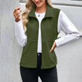 thumbnail image 4 of Women's Fleece Vest Outerwear Sleeveless Lightweight Zip Jackets Warm Soft Vests with Zipper Pockets Army Green M, 4 of 9